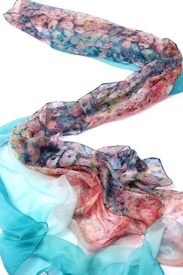 Long Chiffon Scarf Blue and Pink Theme CHL110