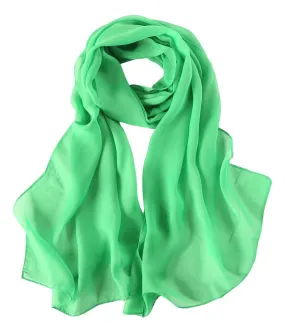 Long Chiffon Scarf Solid Green Color CHL404