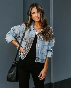 Luannie - Stylische Leopard Denim Jacke