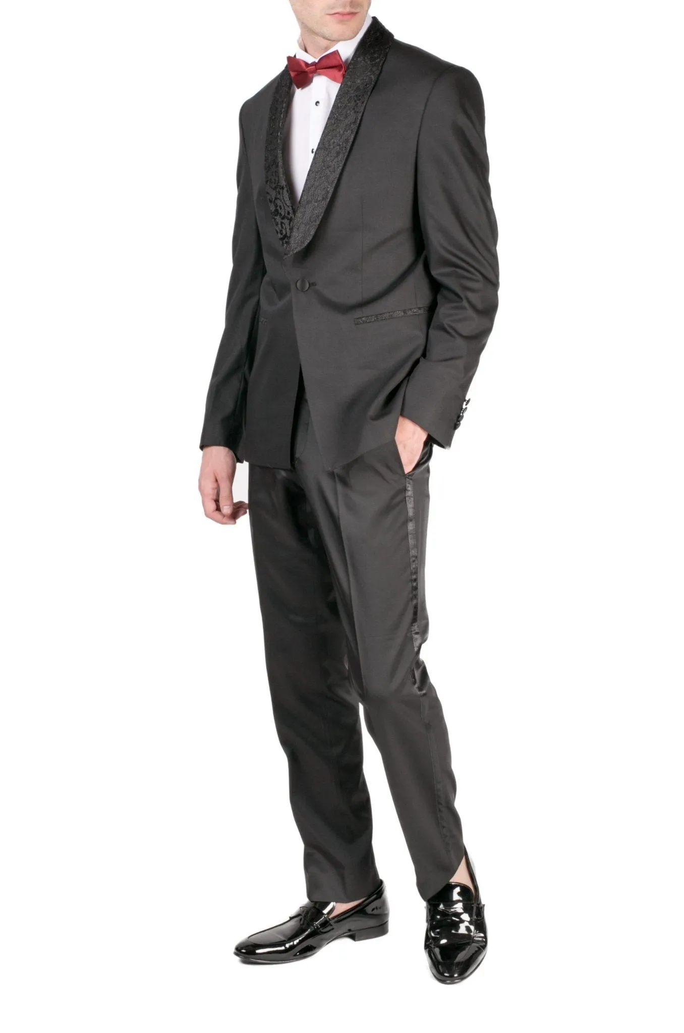 Ludlow Shawl Collar Tuxedo Jacket - Black Lace