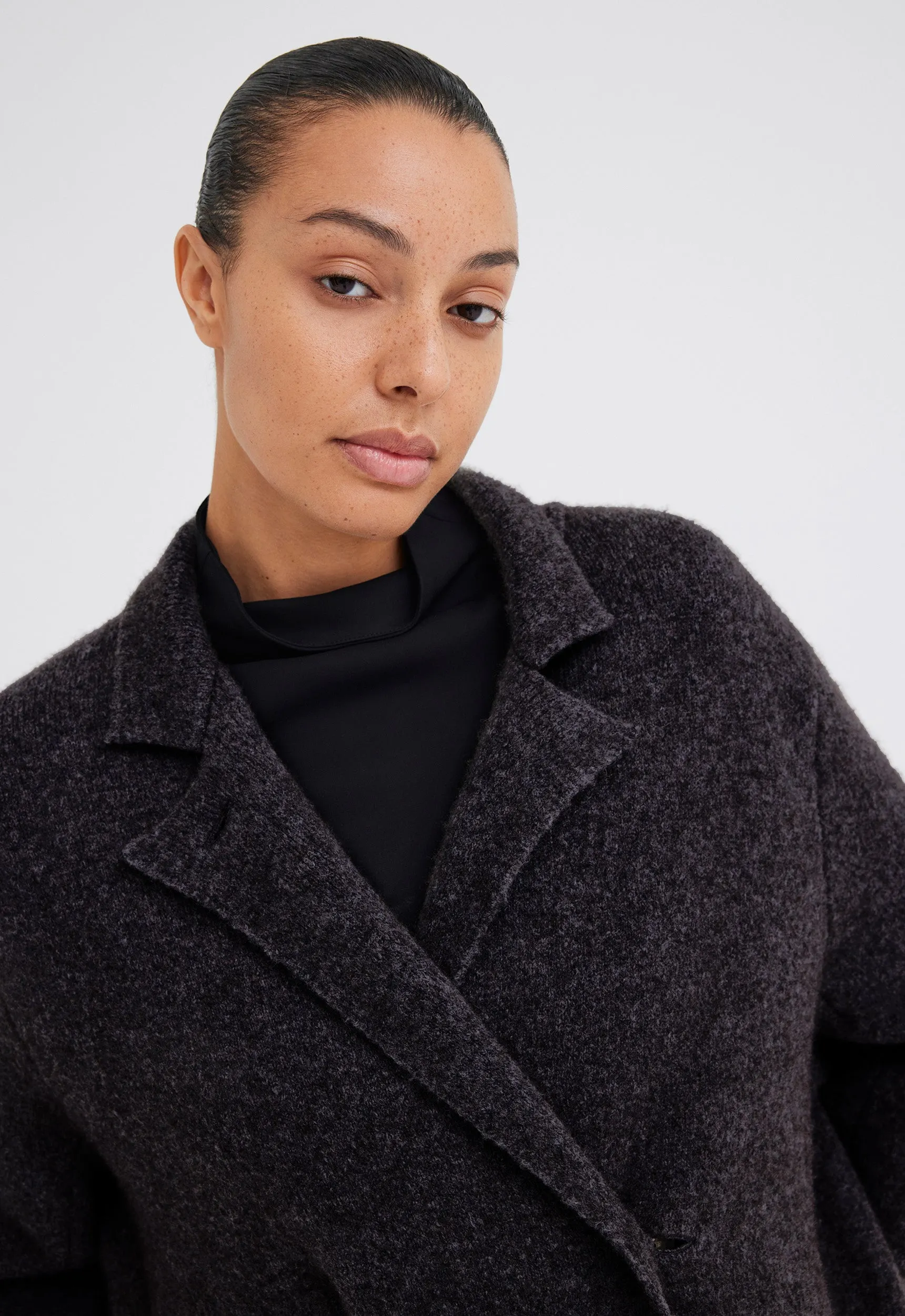 Maggio Yak Wool Coat - Char Marle Grey