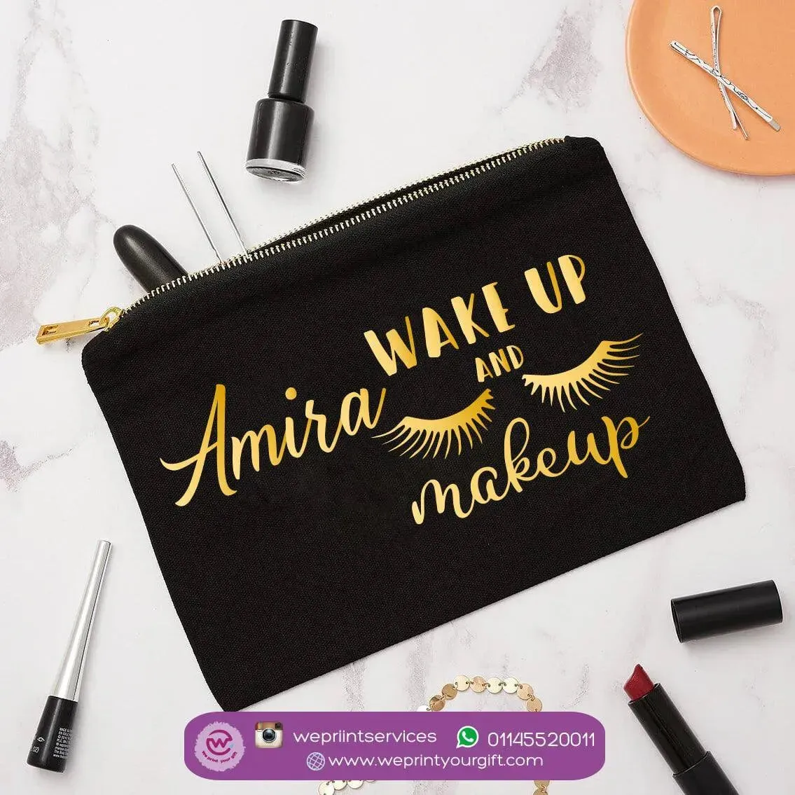 Makeup & Pencil Case-Cottons Duck -Names