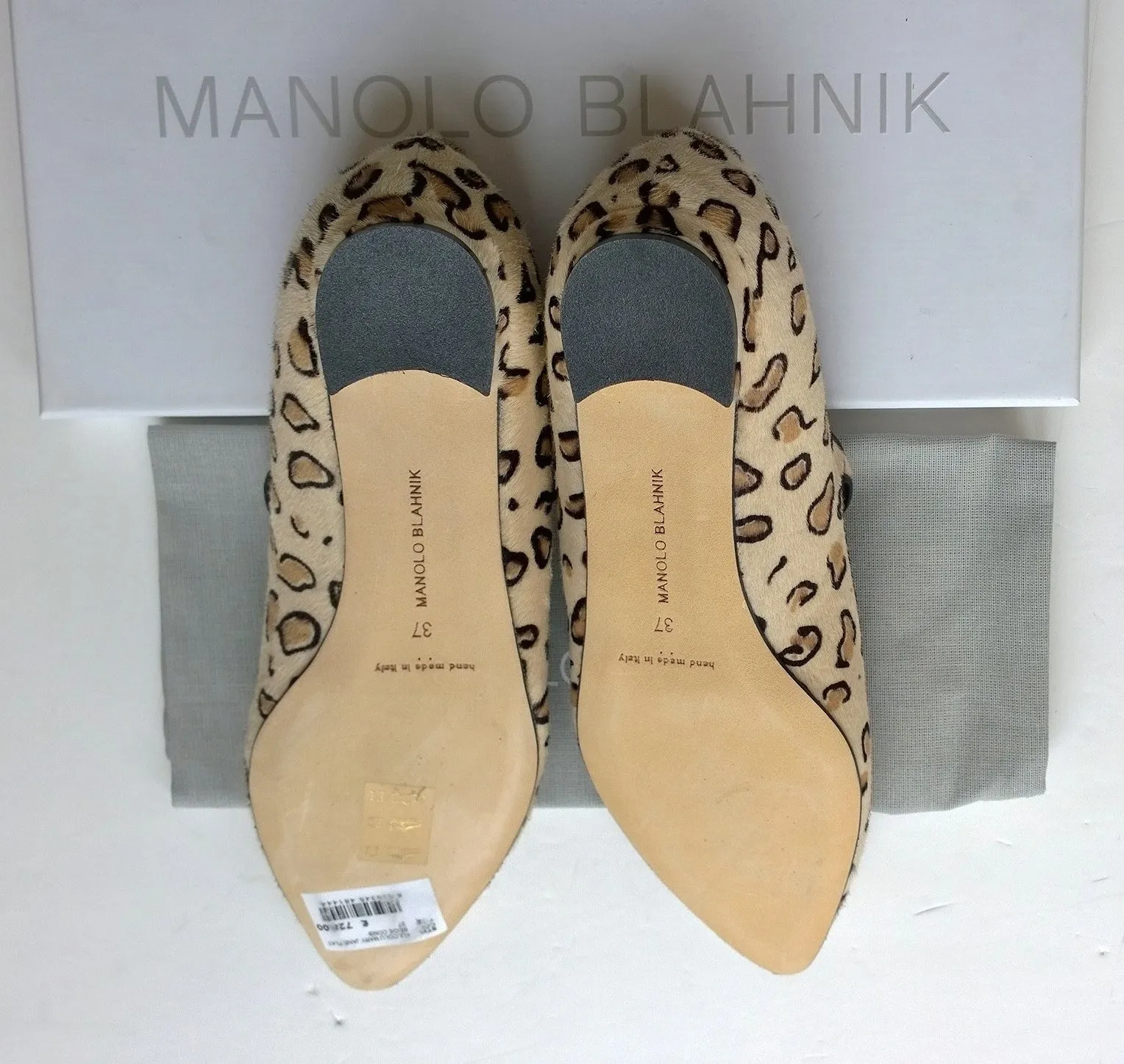 Manolo Blahnik Kuloglu Calf Leopard Mary Jane Flats