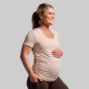 Maternity Athleisure Short Sleeve V-Neck (Oatmeal)