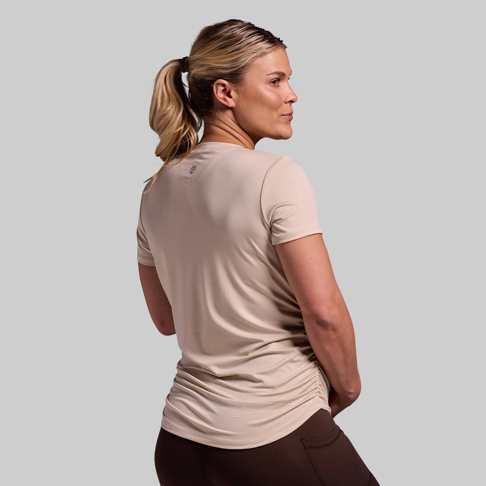 Maternity Athleisure Short Sleeve V-Neck (Oatmeal)