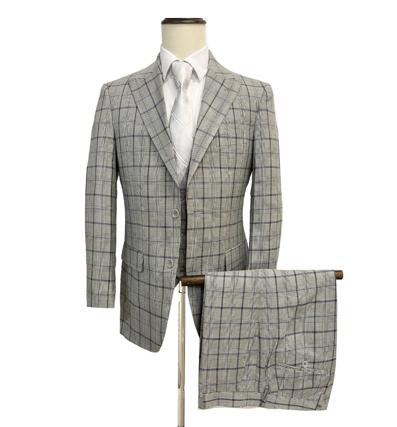 Mazari Bart Revo Modern Fit Suit With Reversible Vest - Gray 2022