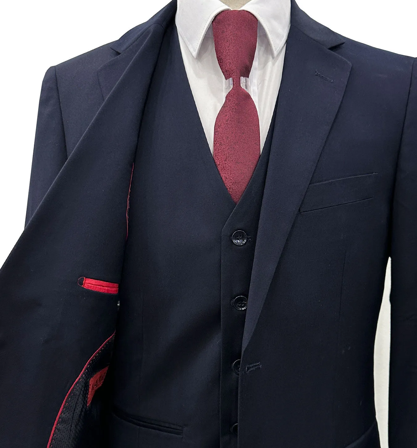 Mazari Vested Modern Fit Suit - Navy 1500