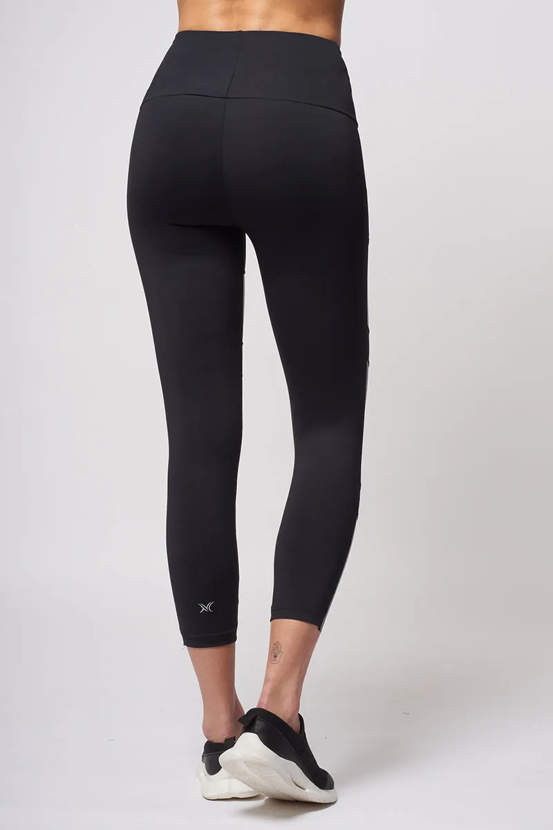 Medium Compression Tri Block Waisted Leggings Black