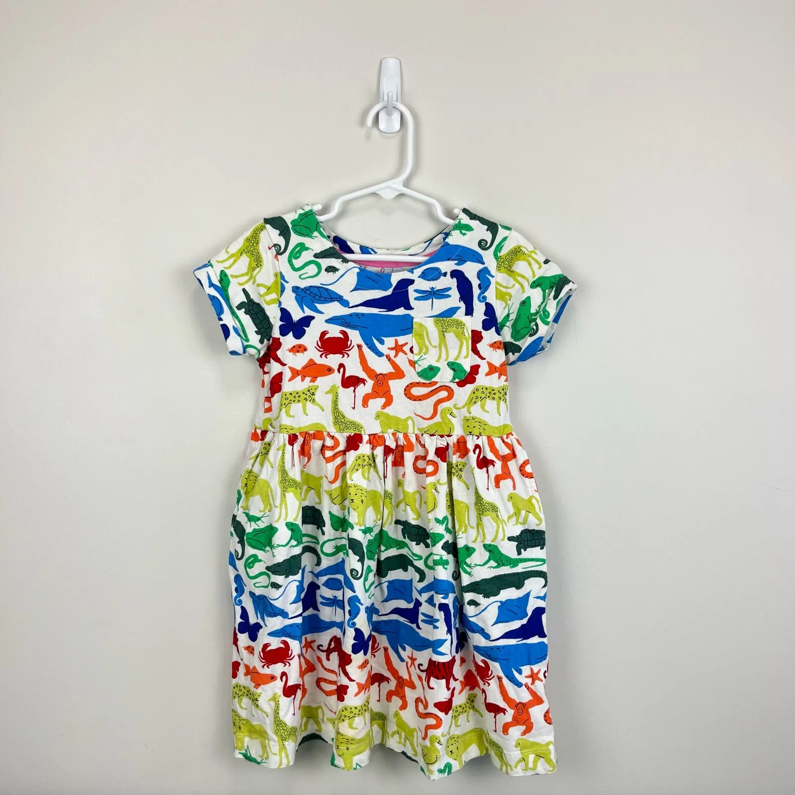 Mini Boden Rainbow Animals Fun Jersey Dress 6-7