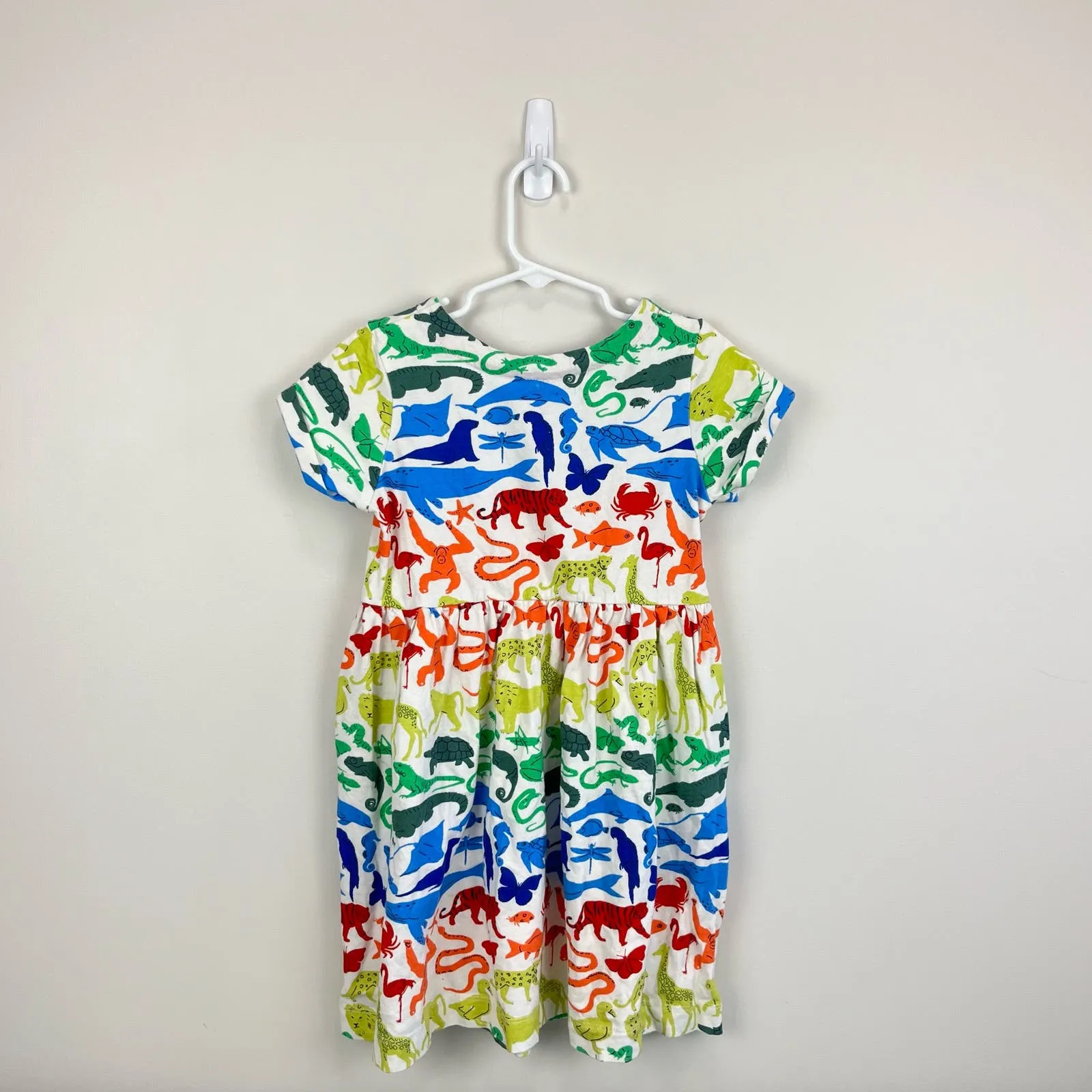 Mini Boden Rainbow Animals Fun Jersey Dress 6-7