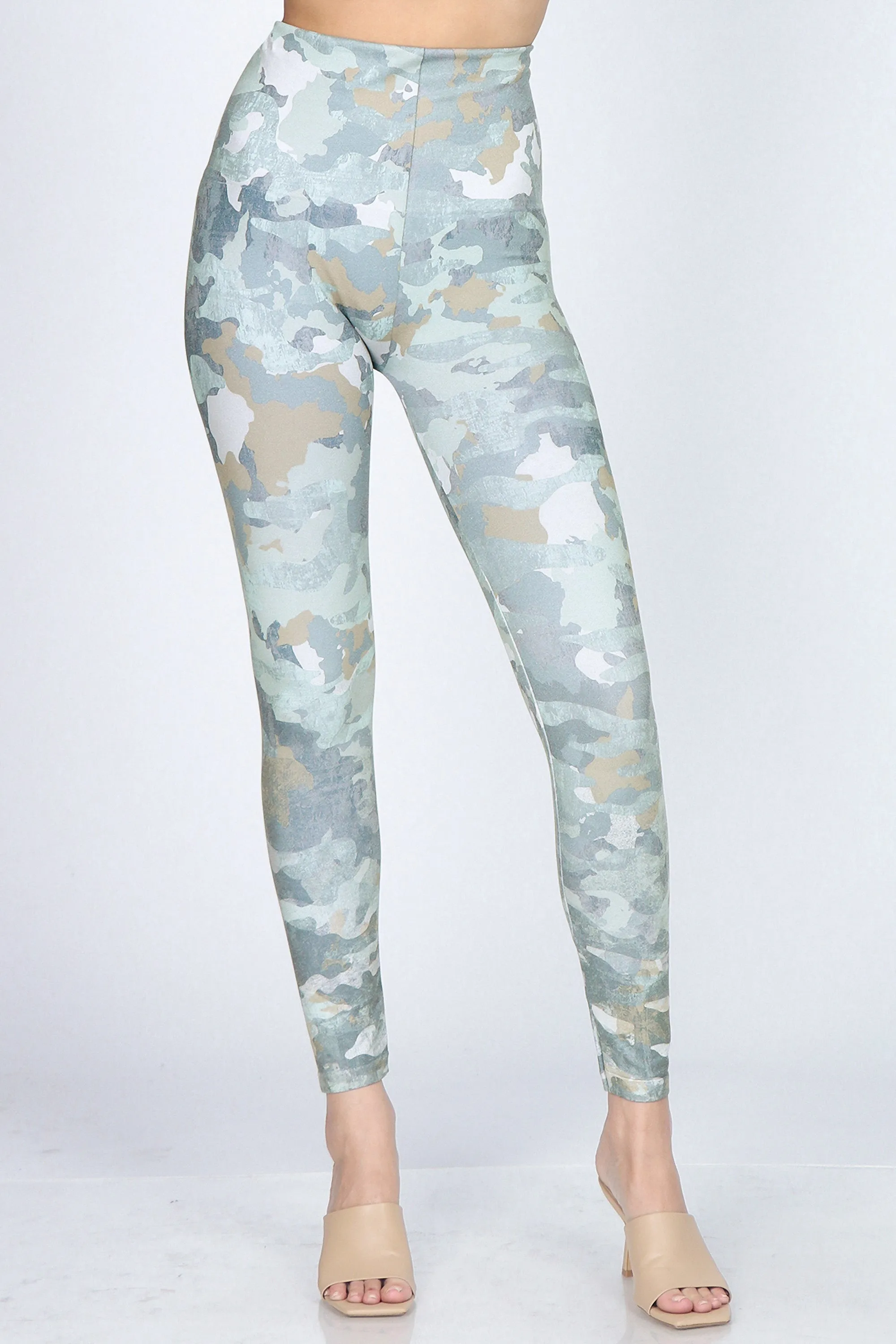 Minty Hazelnut Camo Print Leggings