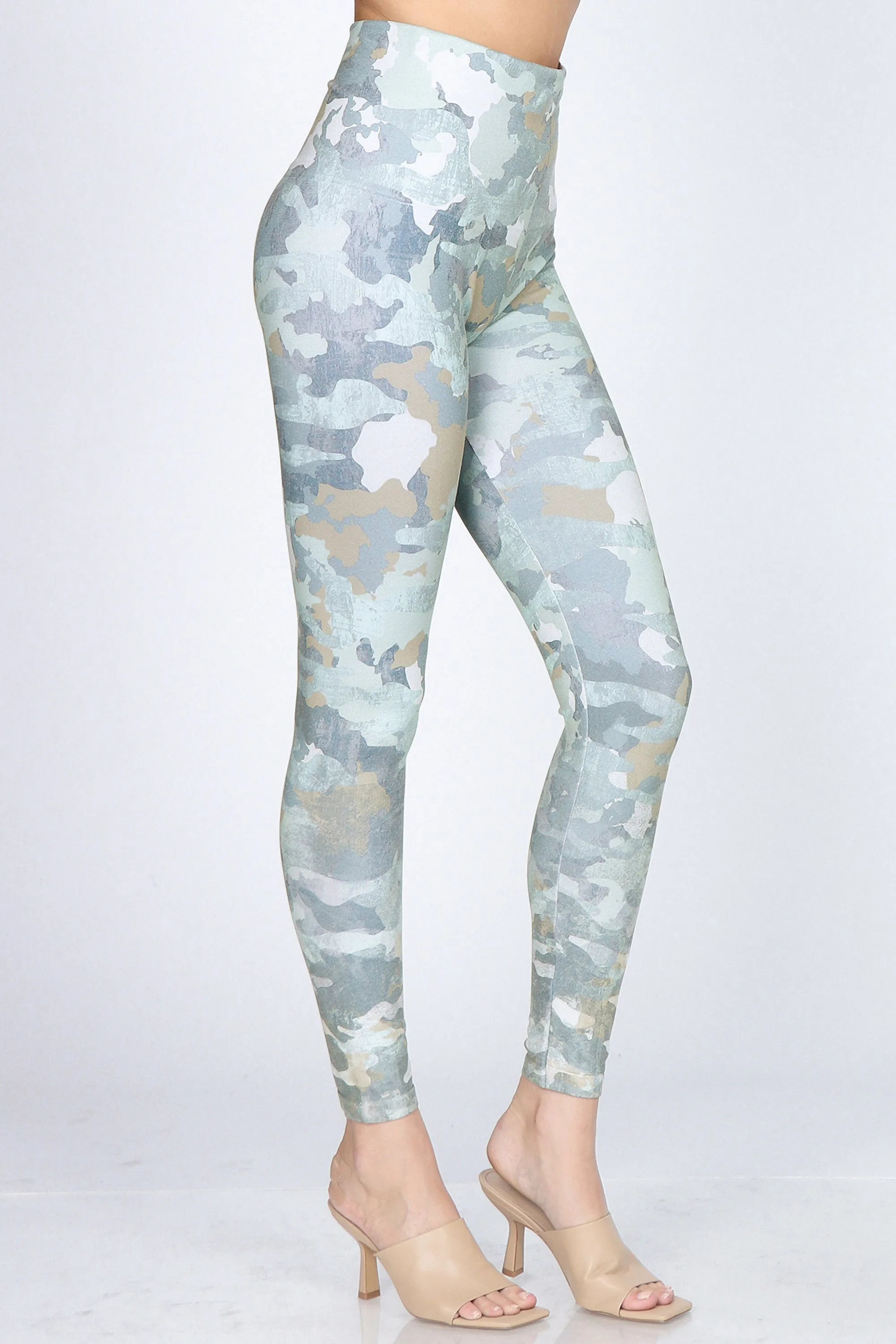 Minty Hazelnut Camo Print Leggings