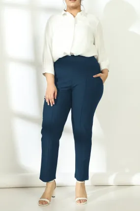 Navy Crease Seam Tummy Tucker Pants