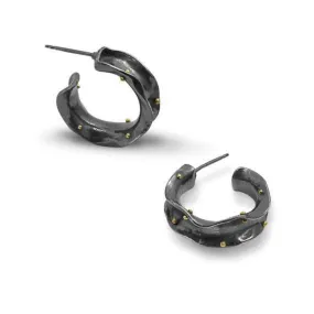 Nichole Collins - Fold Formed Hoop Earrings with 18k Gold Rivets #H209B