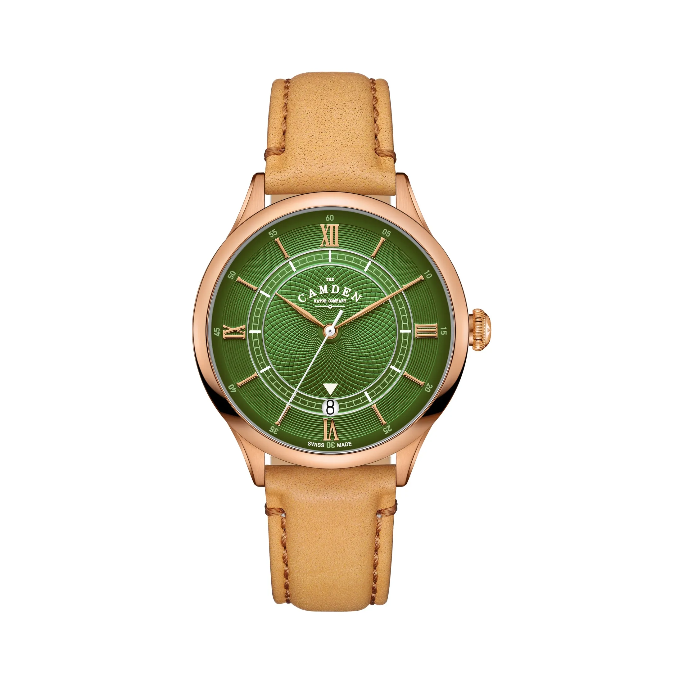 No.274 Automatic rose gold, green and tan