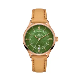 No.274 Automatic rose gold, green and tan