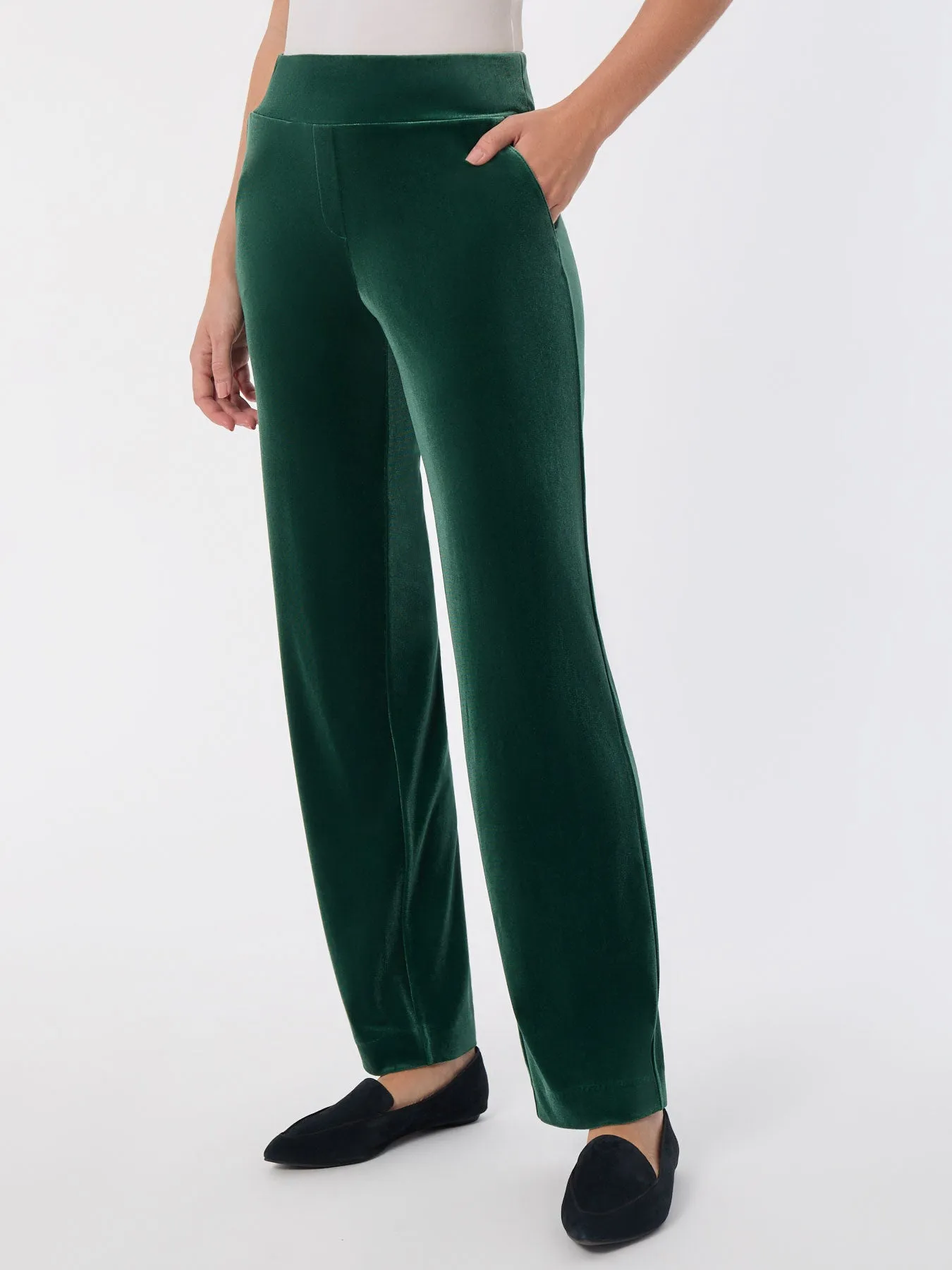 Petite Pull-On Velour Straight Leg Pants