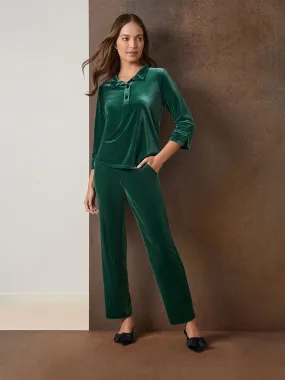 Petite Pull-On Velour Straight Leg Pants