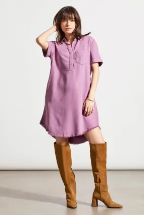 POCKETED SOFT TOUCH SHIRT DRESS -Grape