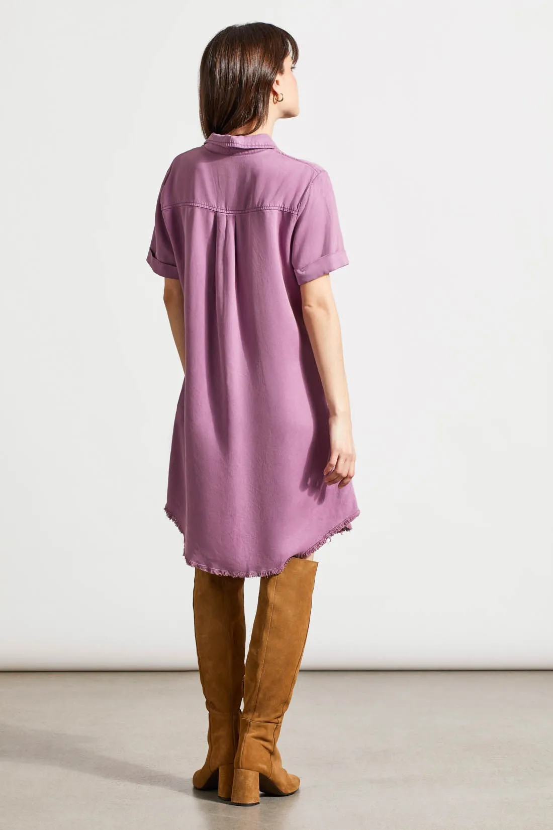 POCKETED SOFT TOUCH SHIRT DRESS -Grape