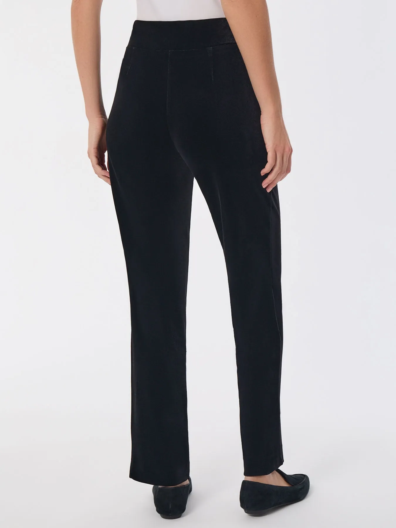 Pull-On Velour Straight Leg Pants