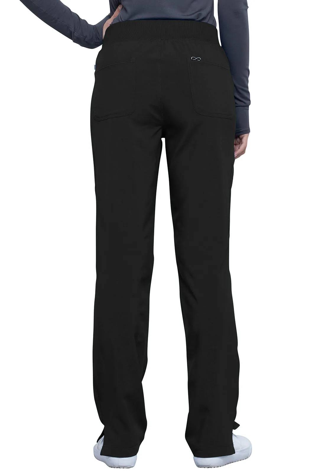 Scrub Pants - Cherokee Infinity Women's Mid Rise Tapered Leg Pull-on Pants - Black, CK065A