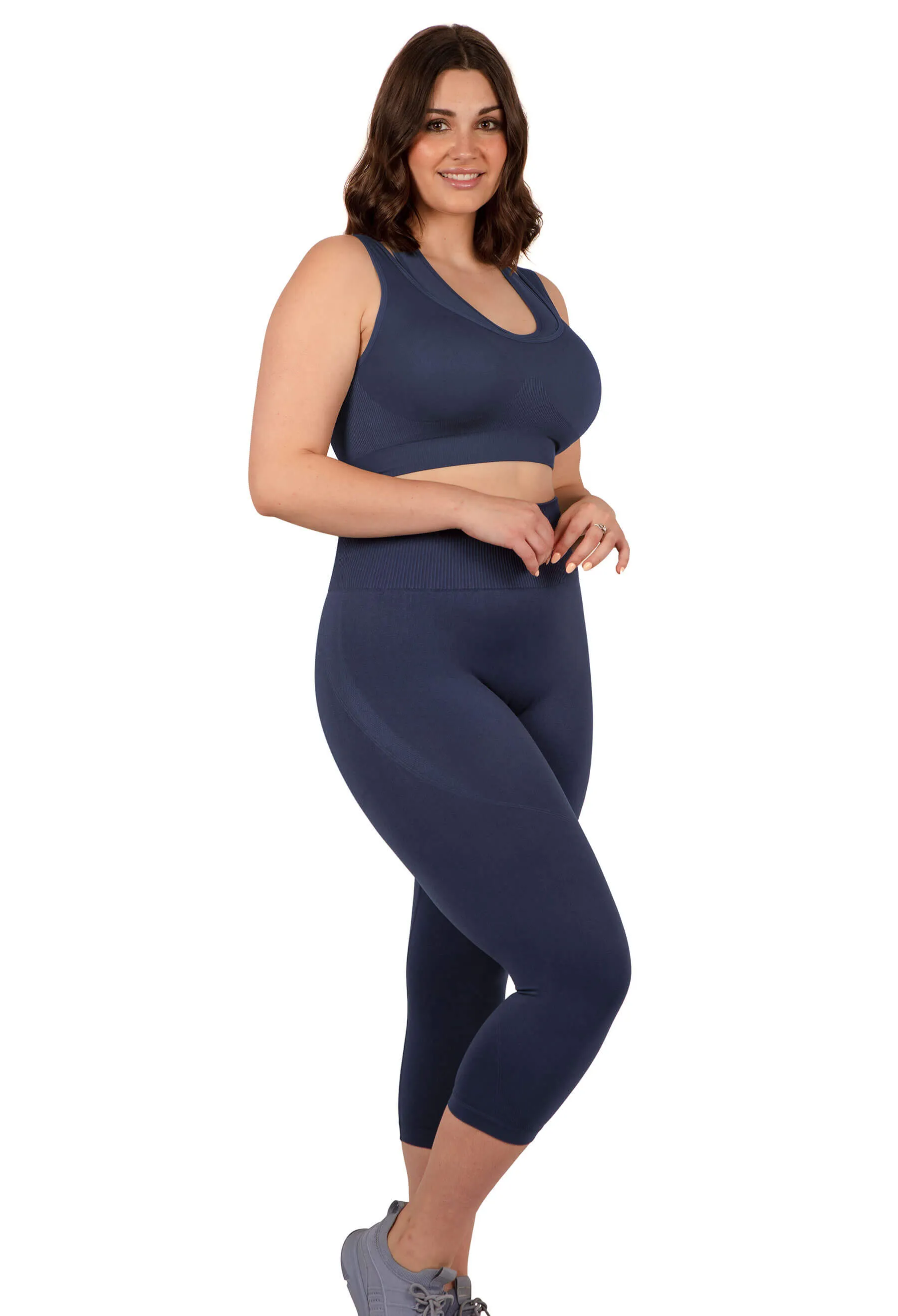 Seamless High Waist 3/4 Capri Leggings - 2 Pack