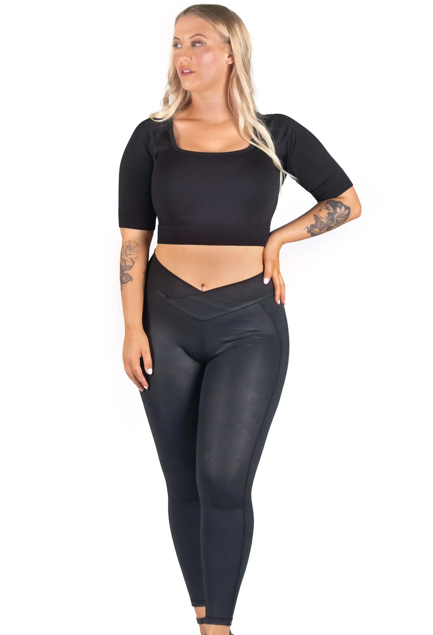 Seamless Square Neck Short Sleeve Crop Top - 2 Pack