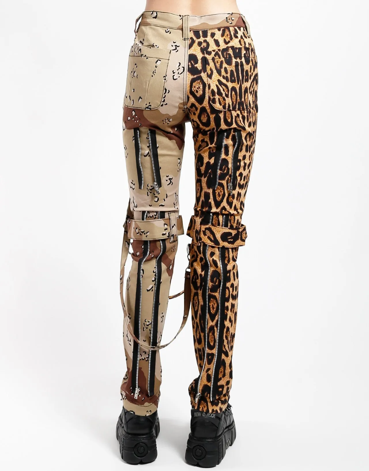 SPLIT LEG BONDAGE PANT LEOPARD AND SAND CAMO