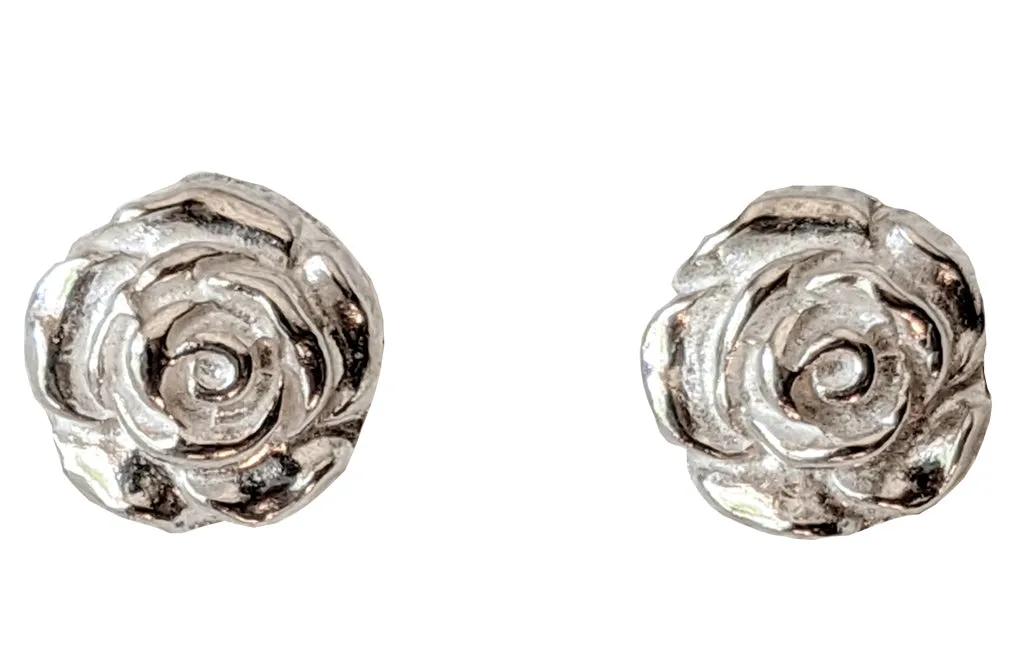 Sterling Silver Rose Earrings