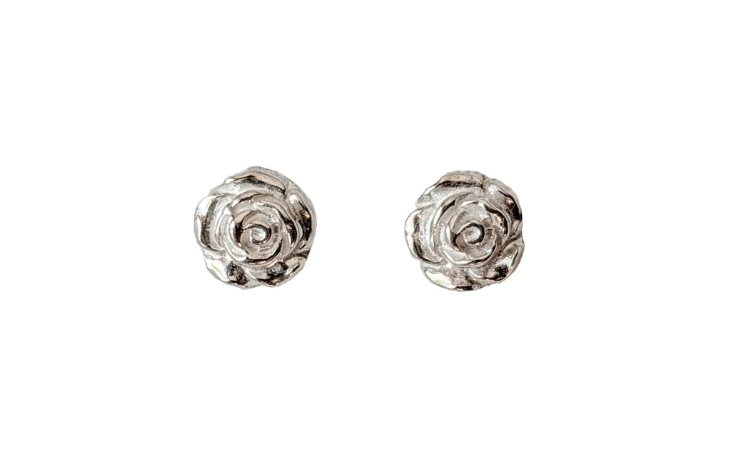 Sterling Silver Rose Earrings