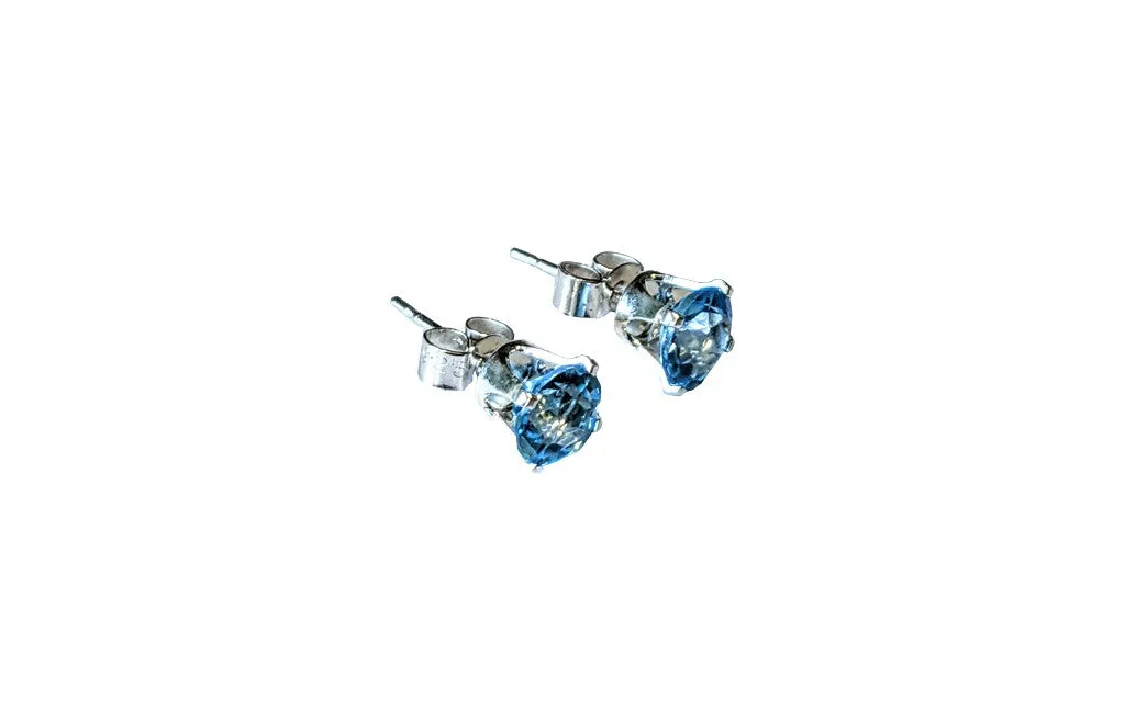 Sterling Silver Swiss Sky blue topaz studs