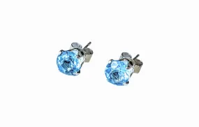 Sterling Silver Swiss Sky blue topaz studs