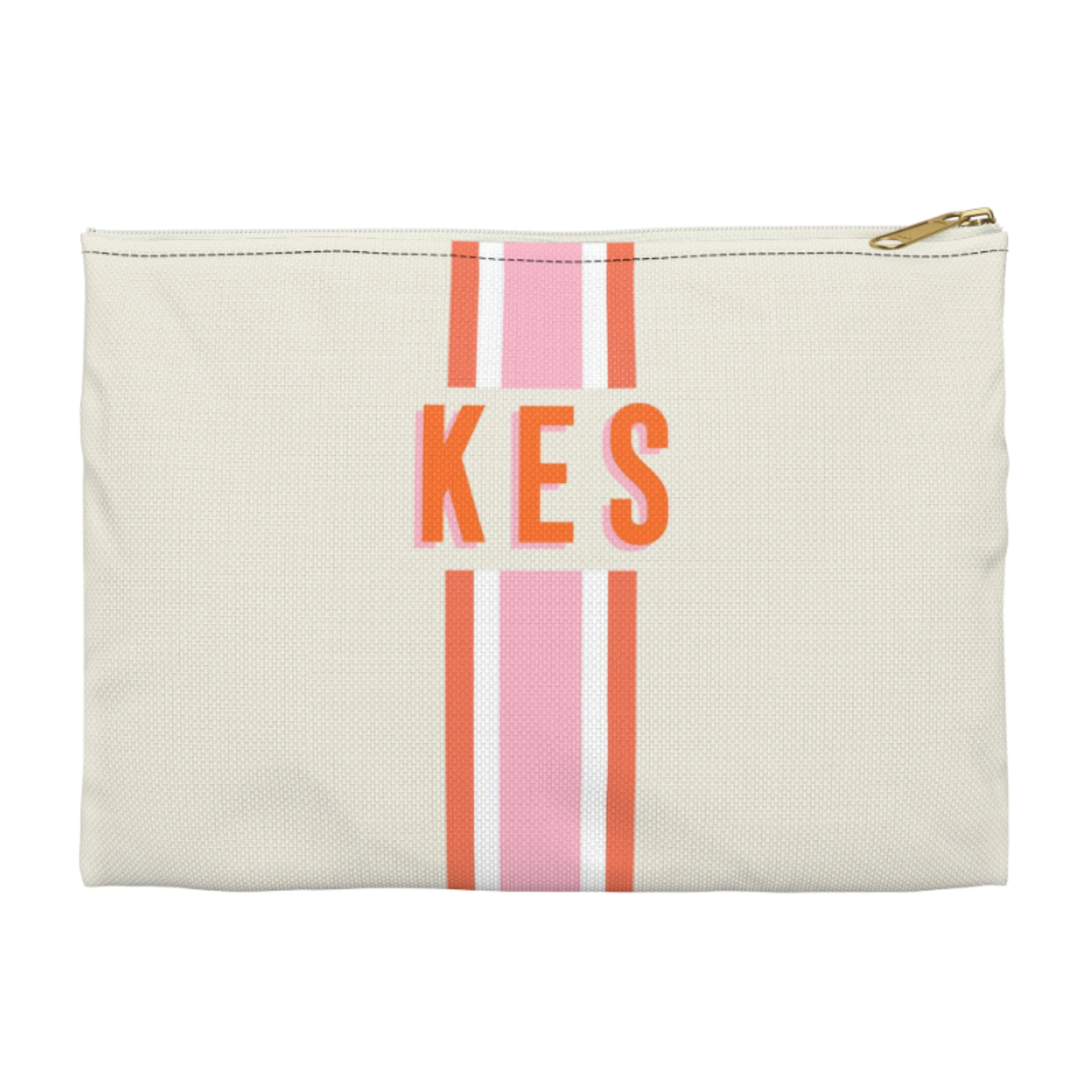 Stripe Large Flat Zip Pouch