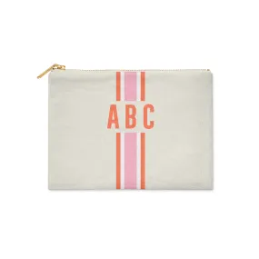 Stripe Large Flat Zip Pouch