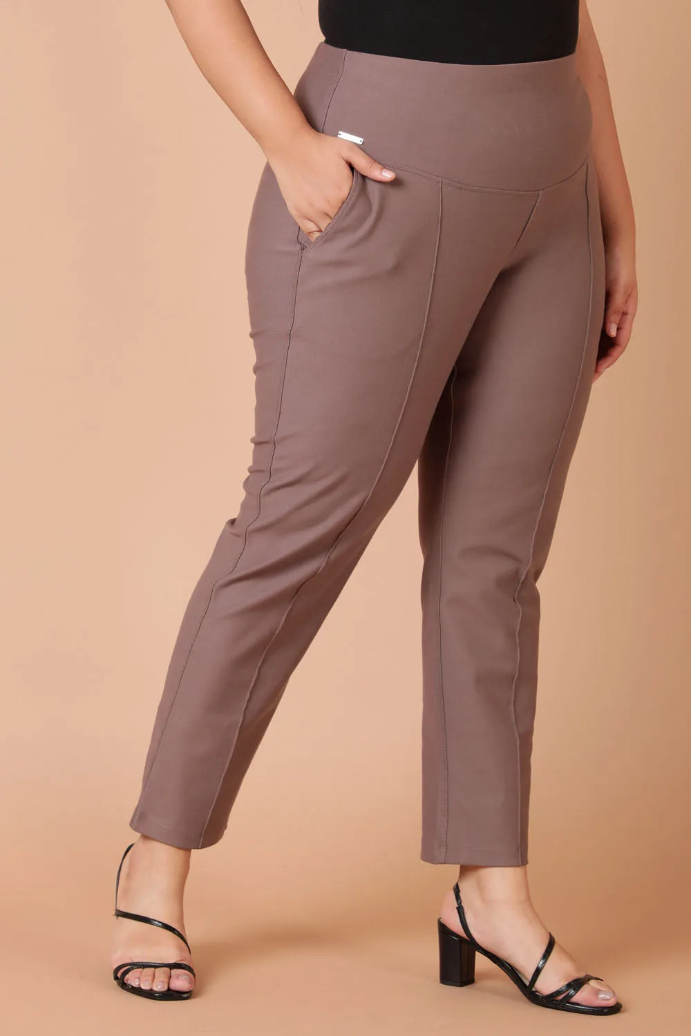 Taupe Crease Seam Tummy Tucker Pants