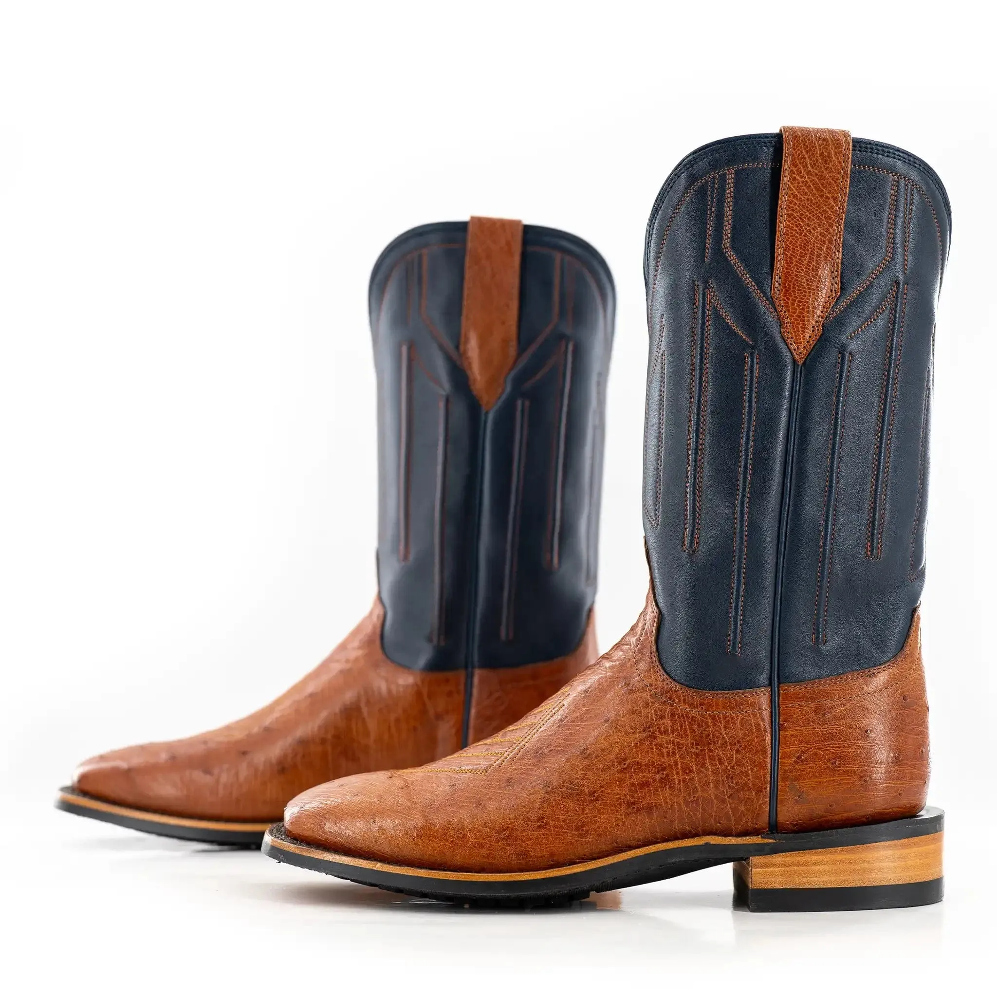 The Colt - Indigo/Cognac Smooth Ostrich