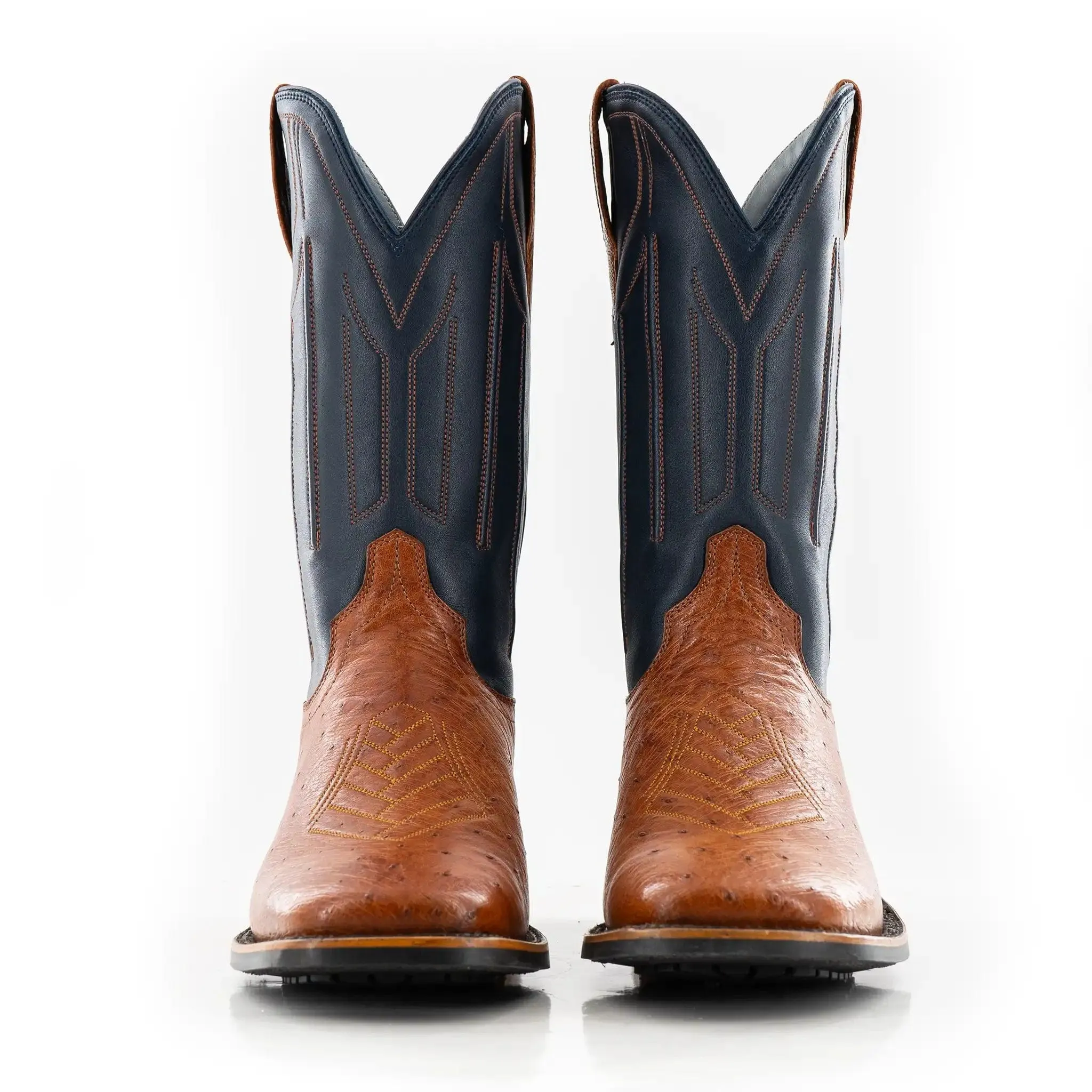 The Colt - Indigo/Cognac Smooth Ostrich