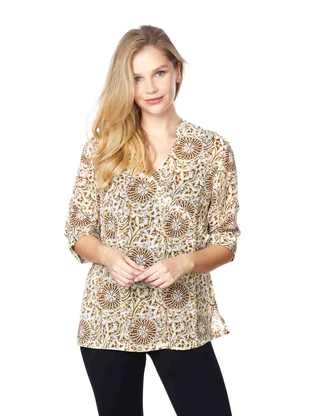 Tianello  "Mirabelle" Print  Sueded Cupro "Diva' Blouse