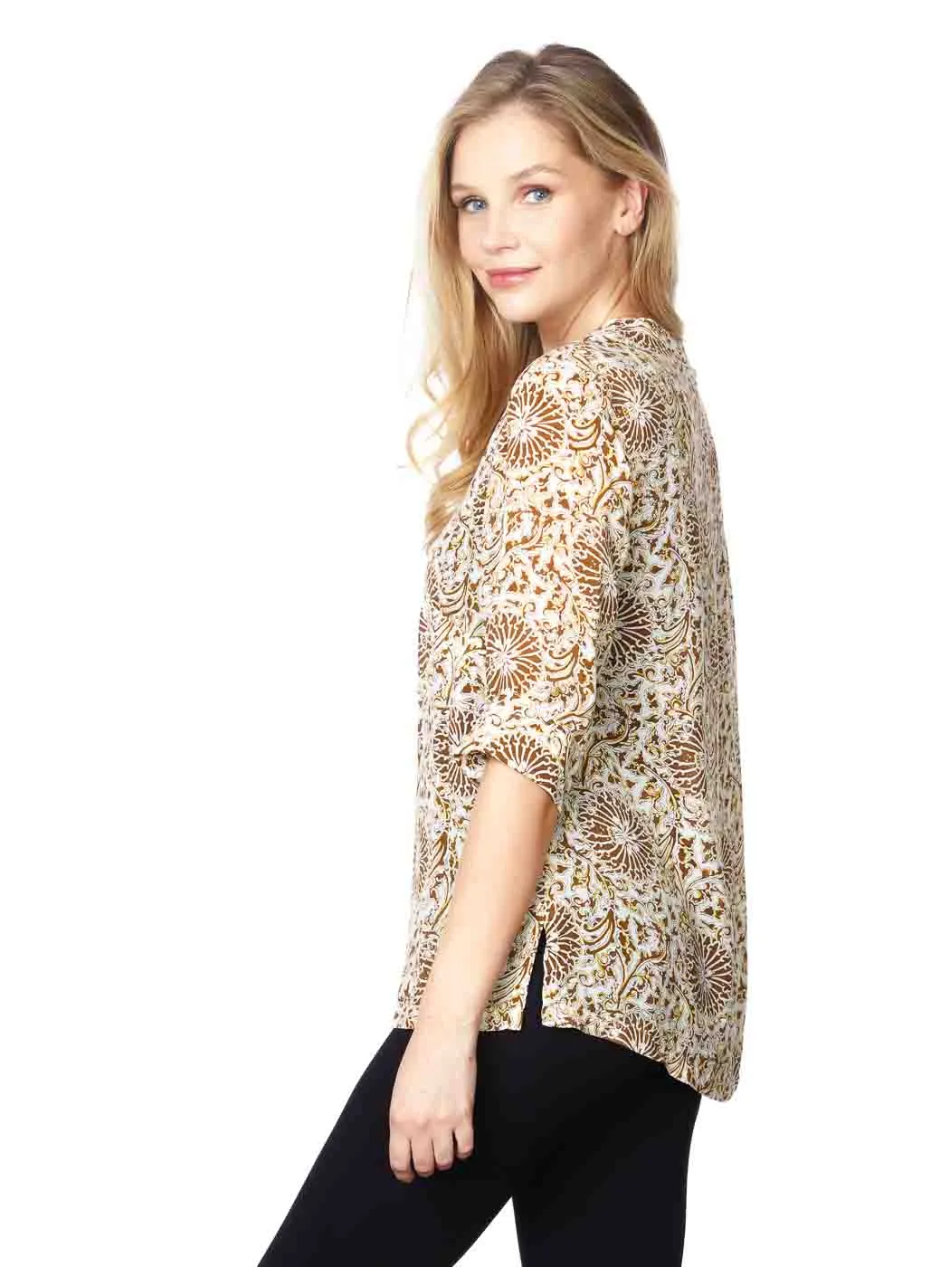 Tianello  "Mirabelle" Print  Sueded Cupro "Diva' Blouse