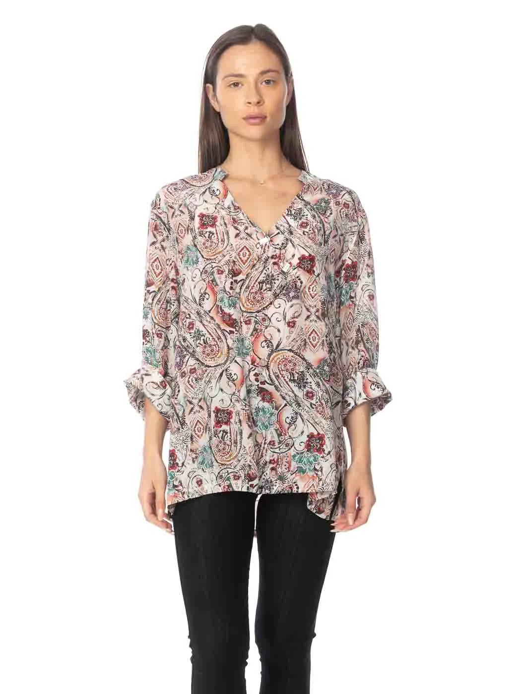 Tianello  "Unity" Print  Washable Silk "Diva' Blouse