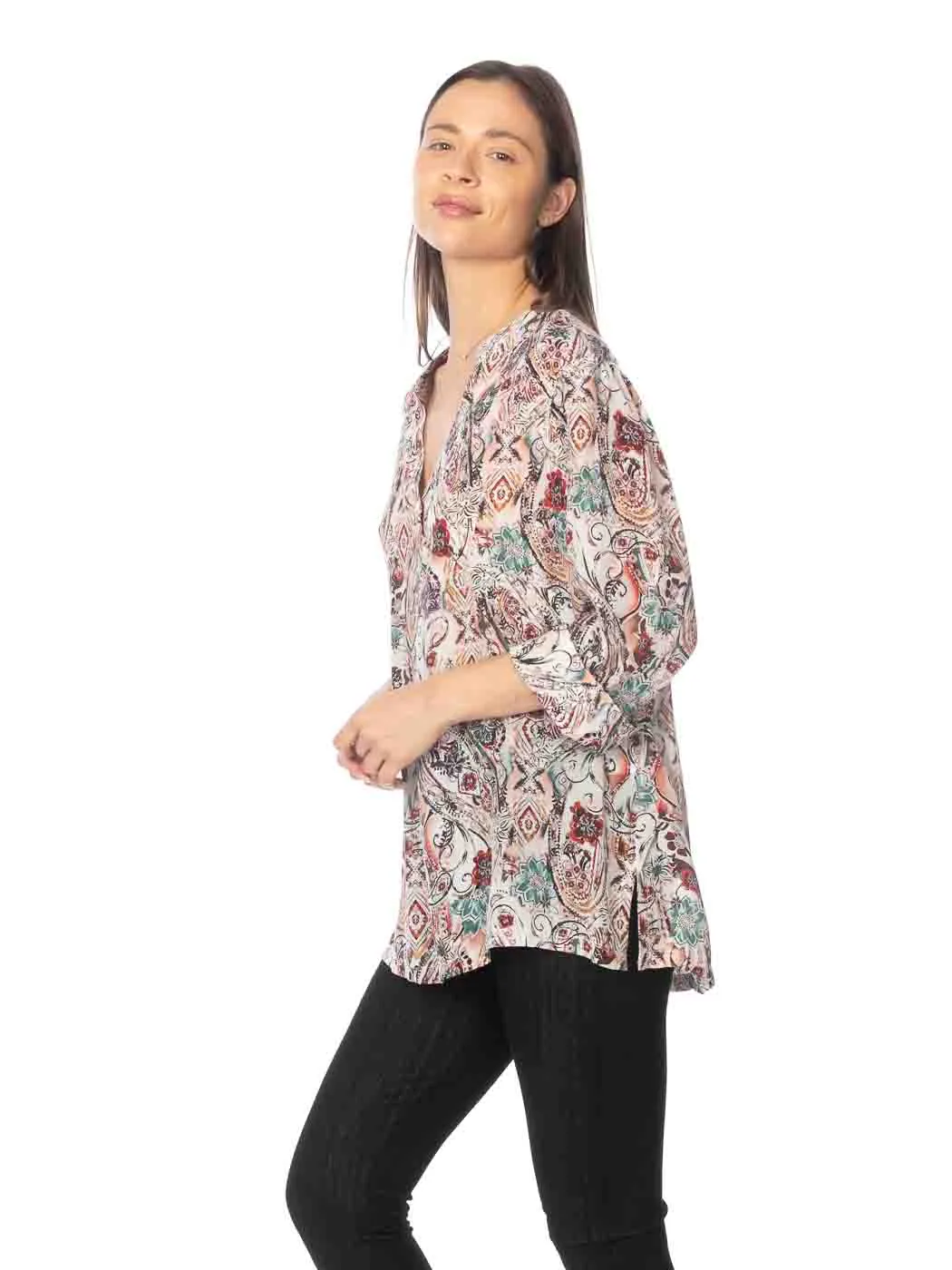 Tianello  "Unity" Print  Washable Silk "Diva' Blouse