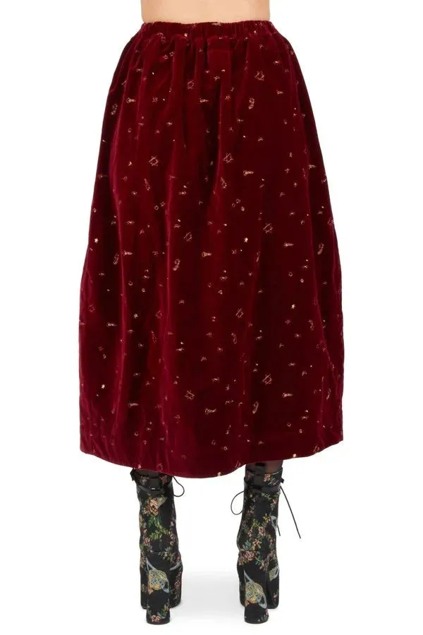 Velvet Button Skirt