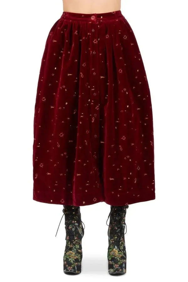 Velvet Button Skirt