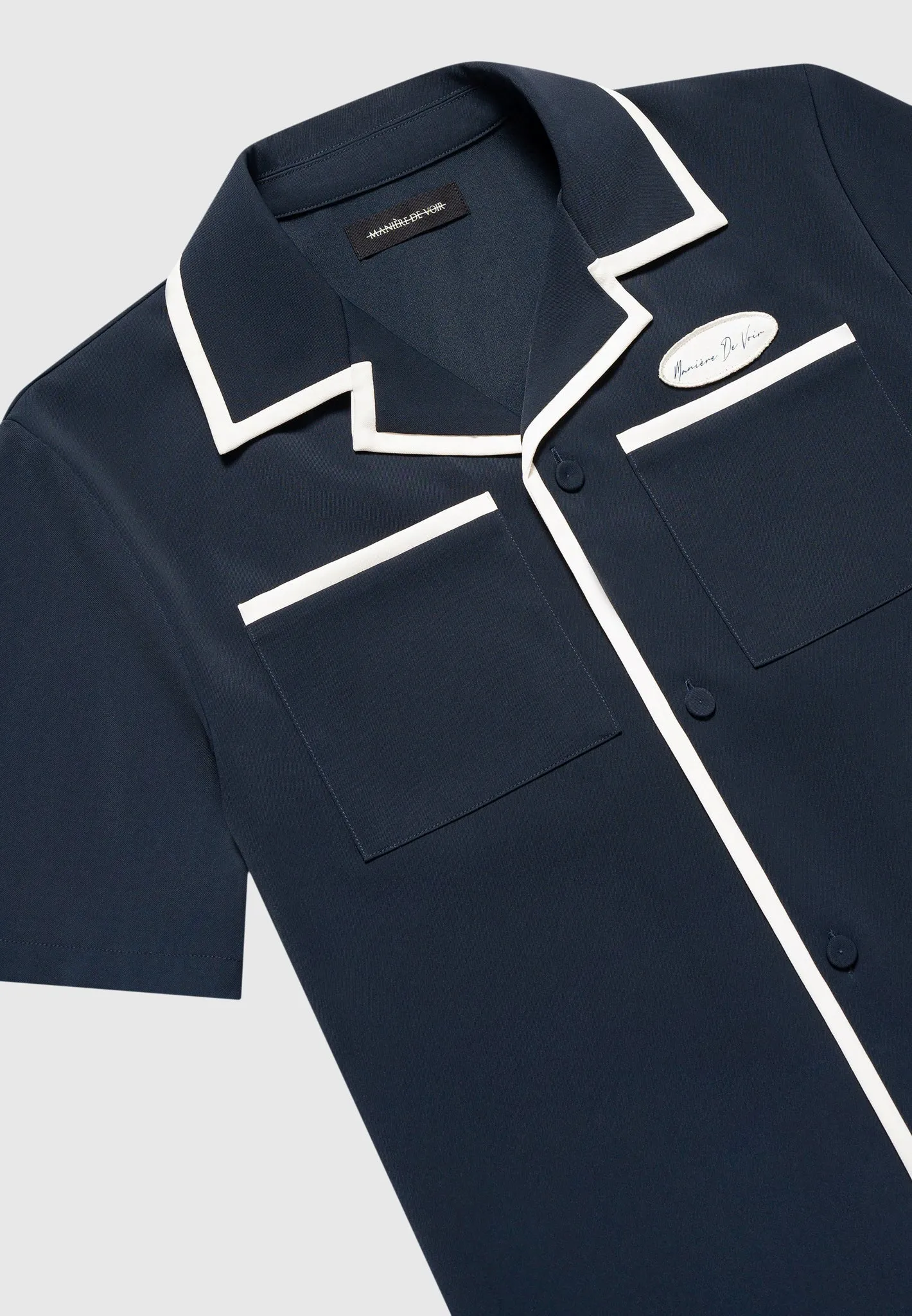 Velvet Eiffel Bowling Shirt - Navy/White