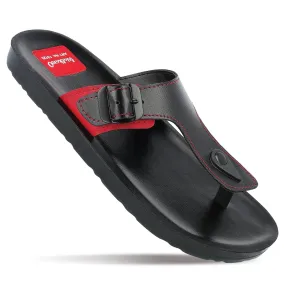 Walkaroo Men Solid Thong Sandals  - 13123 Black Red