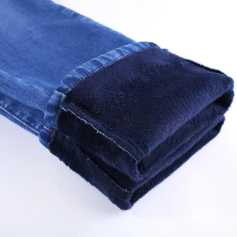 Women Fleece Straight Jeans