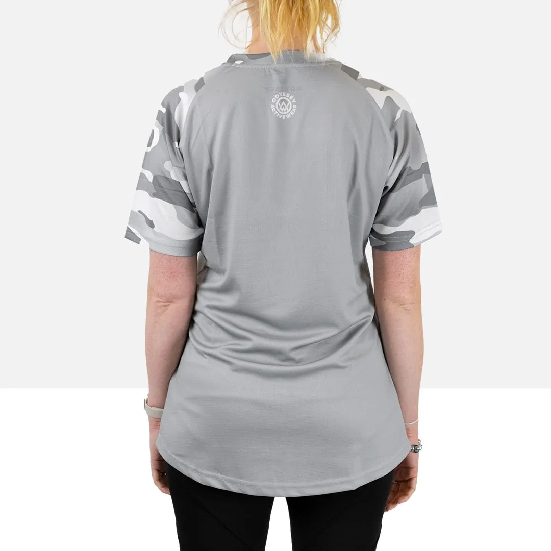 Women’s Arctic Camo Short Sleeve MTB Jersey (Sleeves Only Design)