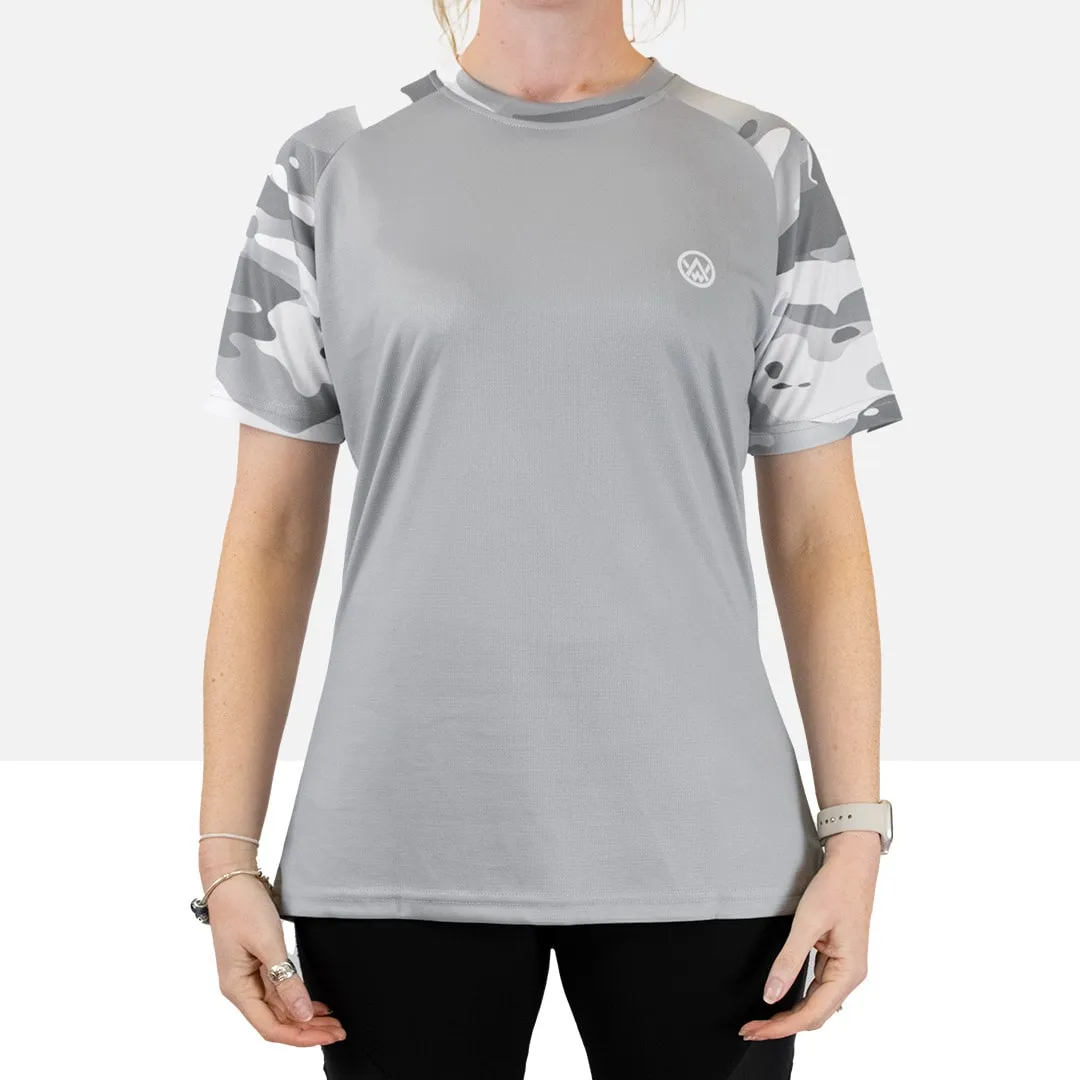 Women’s Arctic Camo Short Sleeve MTB Jersey (Sleeves Only Design)