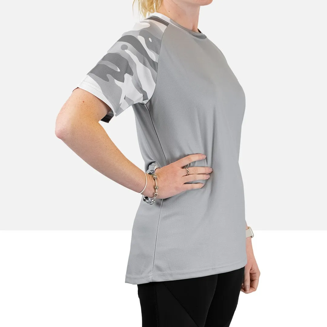 Women’s Arctic Camo Short Sleeve MTB Jersey (Sleeves Only Design)